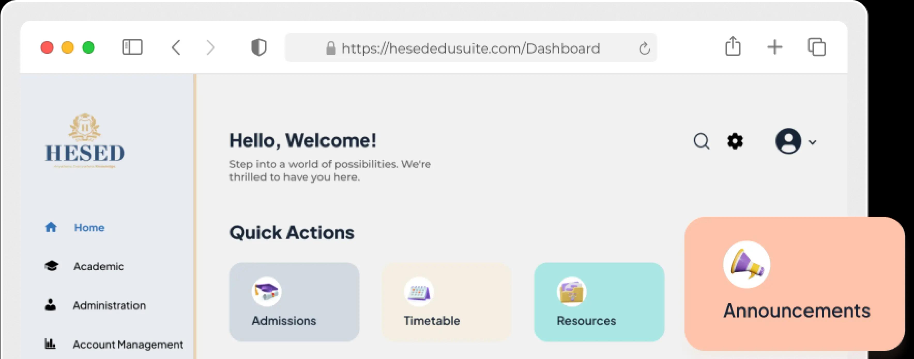 HESED EduSuite Dashboard