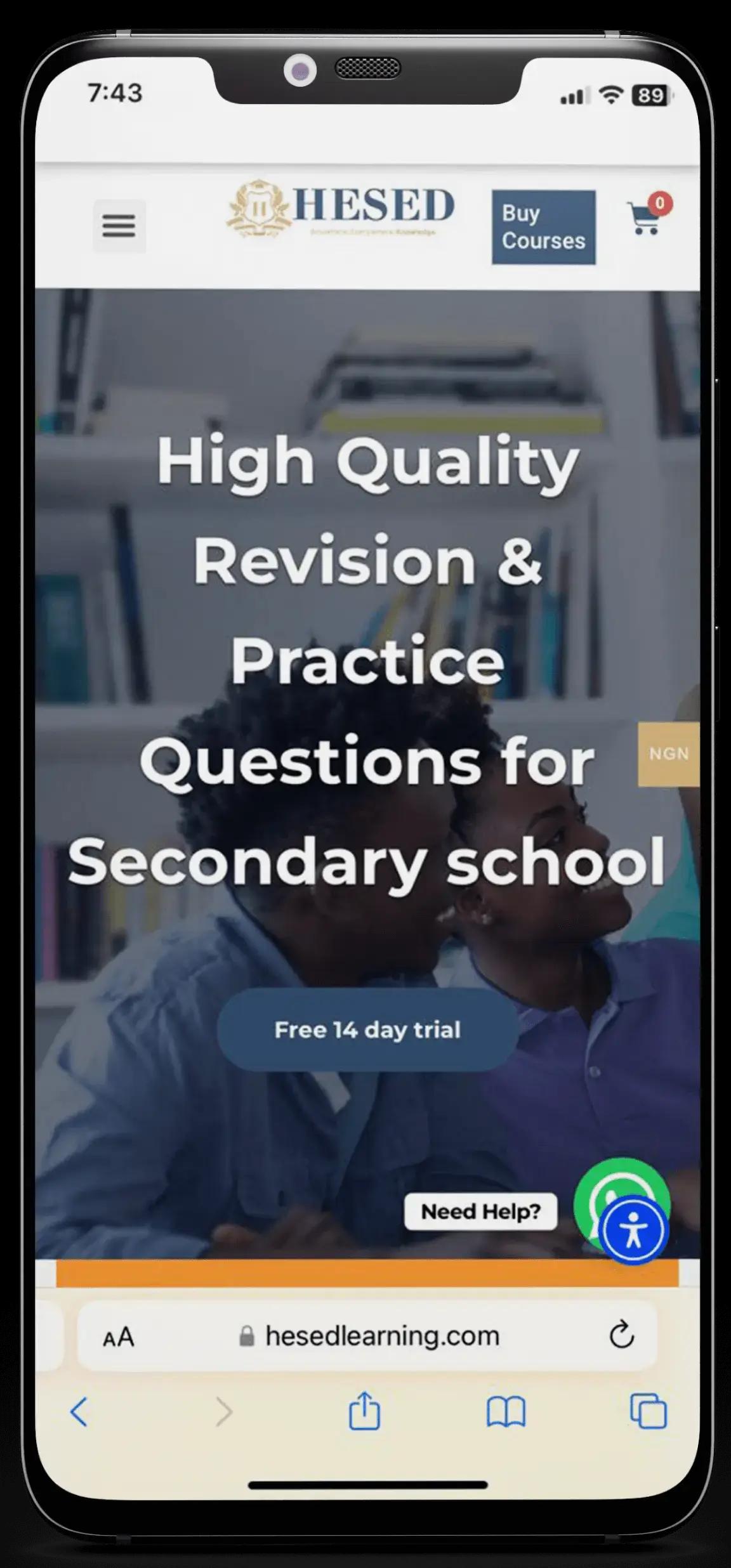 HESED PQ mobile app on a smartphone